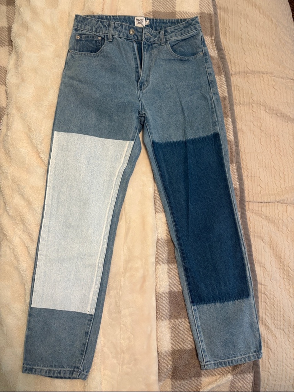 Princess Polly Patchwork Blue Colorblock High-Rise Women’s Jeans